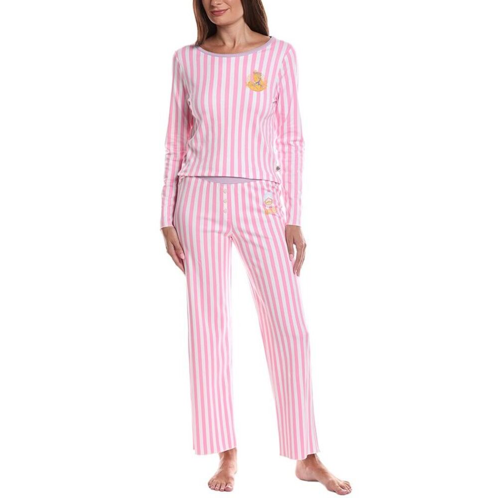 Cozyland By Morgan Lane Womens  2Pc Glinda Striped Pajama Set, White
